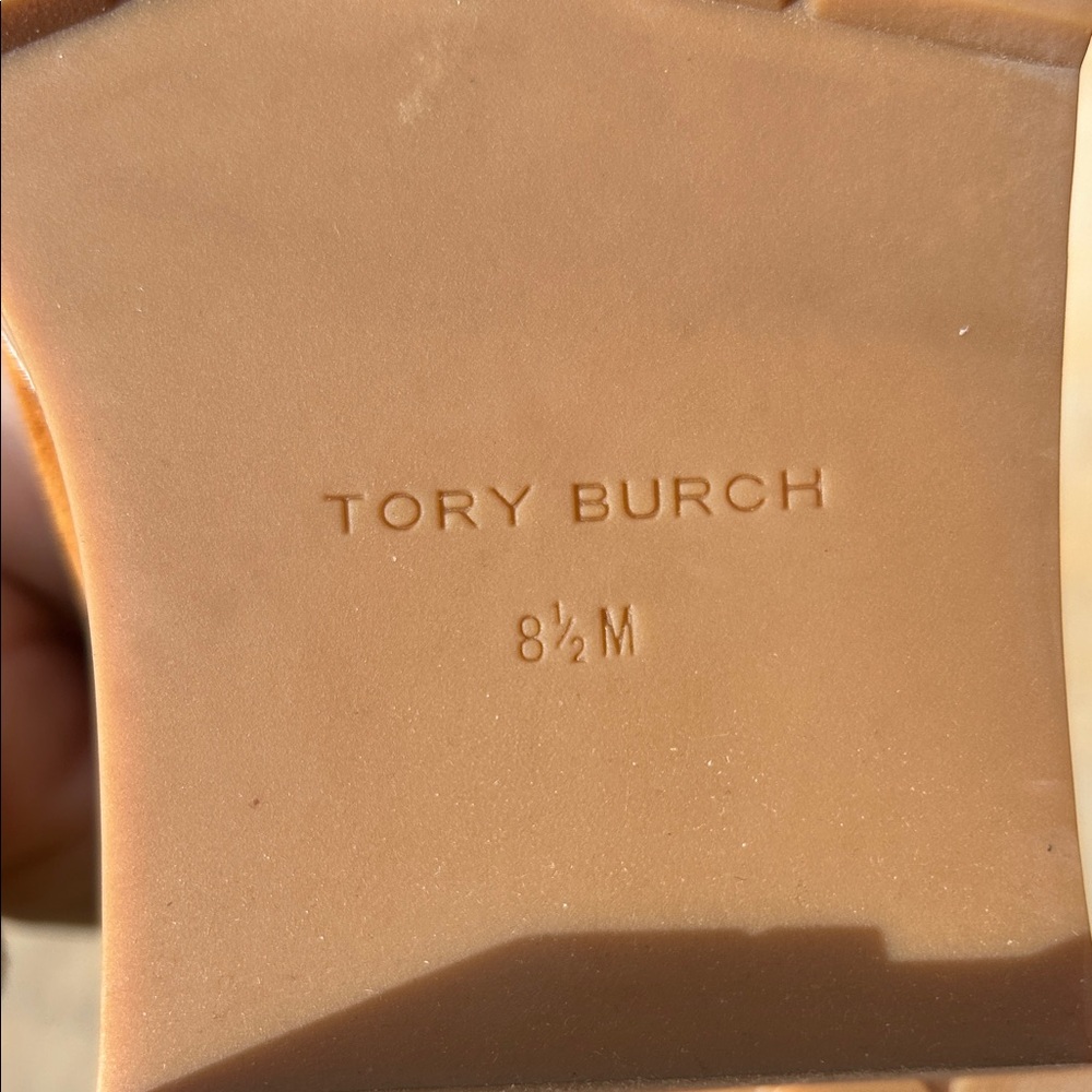 Tory Burch Tan Suede Ankle Chelsea/Lug Boots size 8 1/2 - Picture 7 of 8